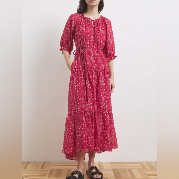 NEW! XiRENA Red Bandana Print Lyta Midi Dress - Picture 3 of 16